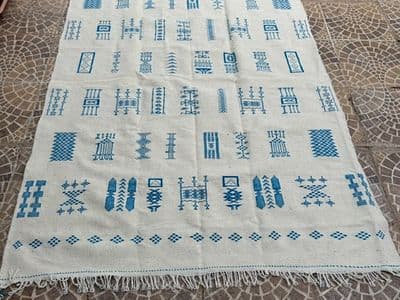 Beige-Turquoise Wool Carpet